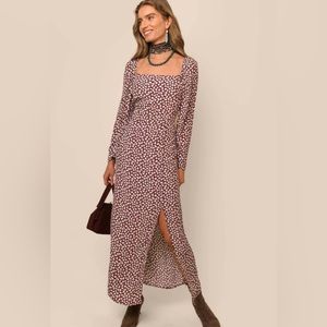 RIXO Hattie Floral Printed Square Neck Midi Dress